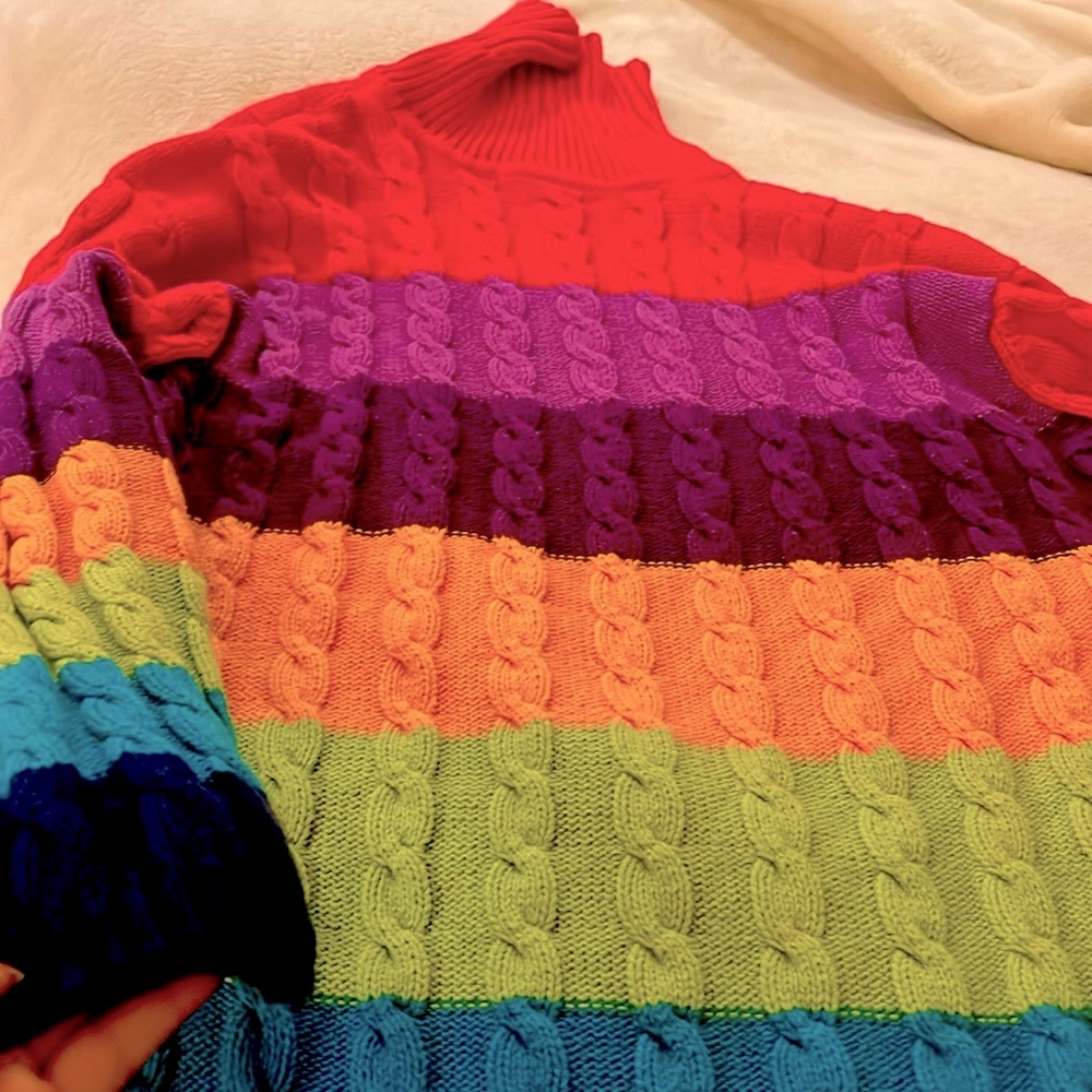 Hanna Andersson 100% Cotton Colorful Striped Women's Sweater turtleneck